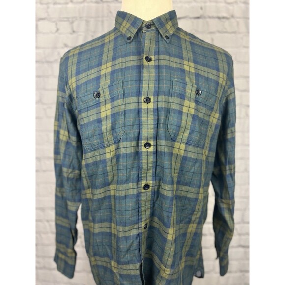 LL Bean Mens L Organic Cotton Tencel Flannel Button Down Shirt Workwear Pockets - Picture 2 of 9